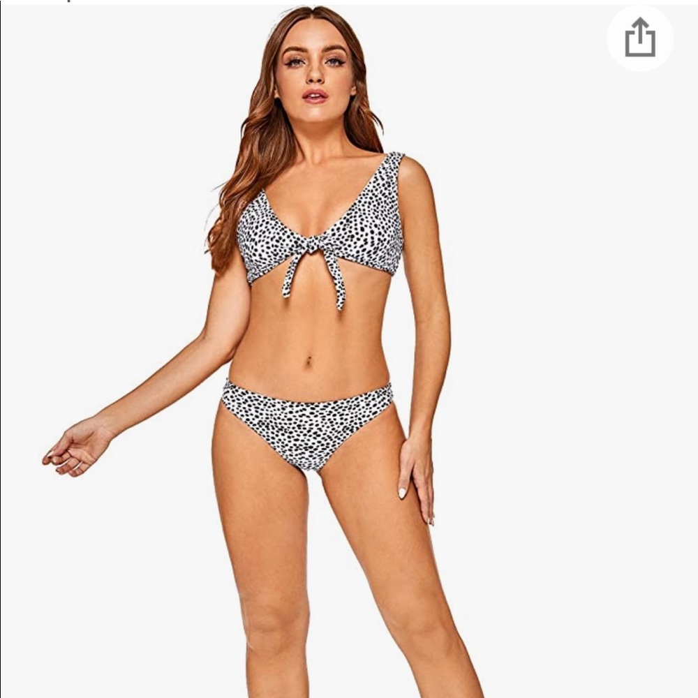 Black and white dalmatian print bikini set